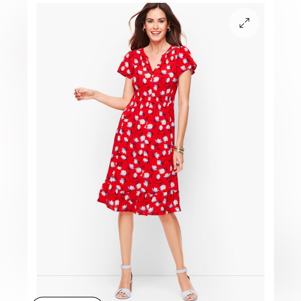 Flounce Hem Floral Dress